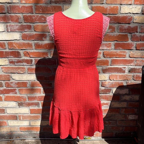 Free People Red Gauze and Lace Coverup 4 - Picture 6 of 7